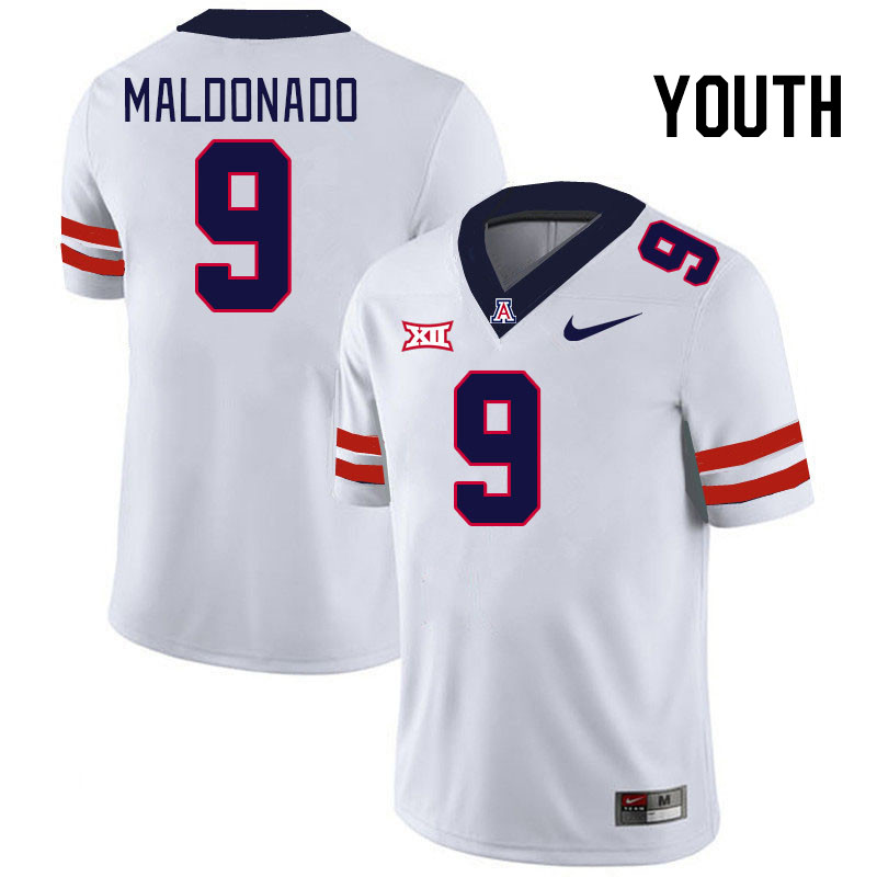 Youth #9 Gunner Maldonado Arizona Wildcats Big 12 Conference College Football Jerseys Stitched-White